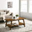 Table basse en noyer de style Mid-Century moderne, 3 tablettes avec tablettes de rangement
