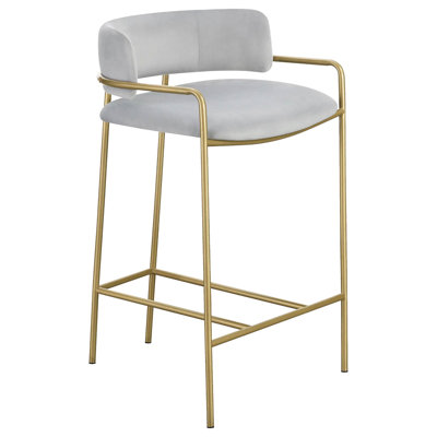 Tabouret gris en velours avec structure en métal doré, poids de 11 lb, largeur de 19,3 po, or pour salle à manger - option sophistiquée