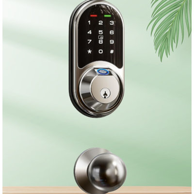 Front Door Smart Door Lock with 2 Knob Handle Set, Fingerprint Keyless Entry, Keypad Deadbolt