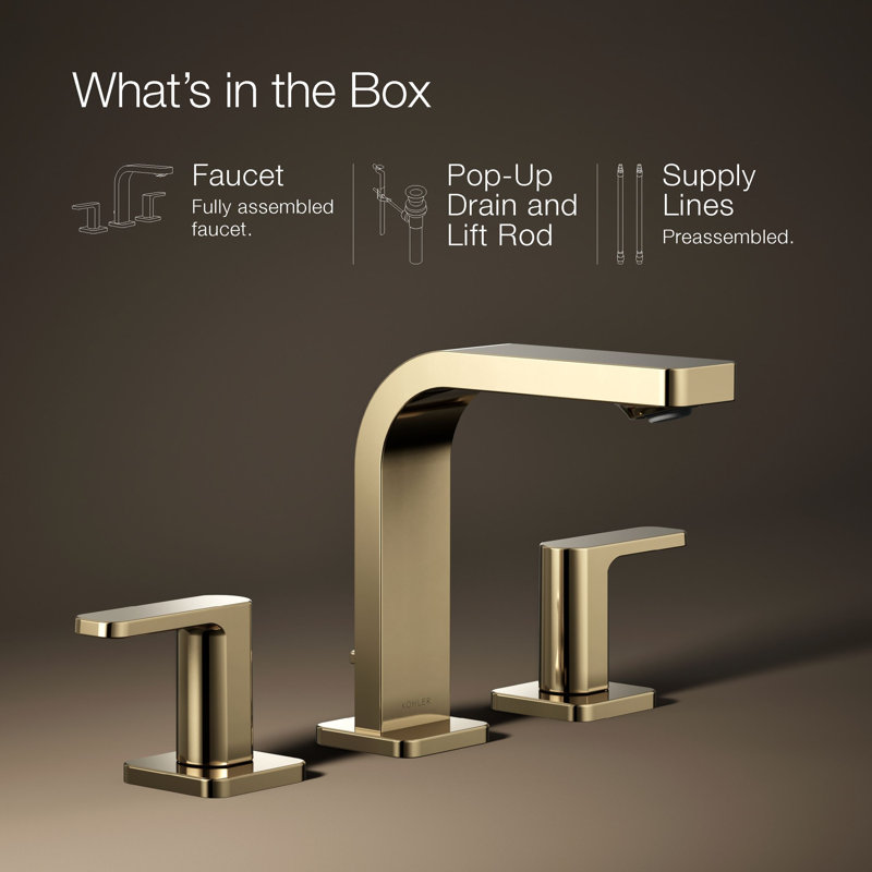 Parallel™Widespread Bathroom Faucet, 3-Hole Two Lever Handle Bathroom Sink Faucet, 1.2 GPM, Vibrant French Gold, 1.2 GPM