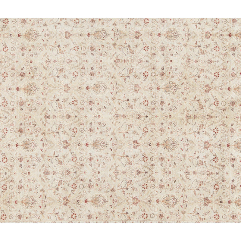 Tapis beige noué à la main de haute qualité
