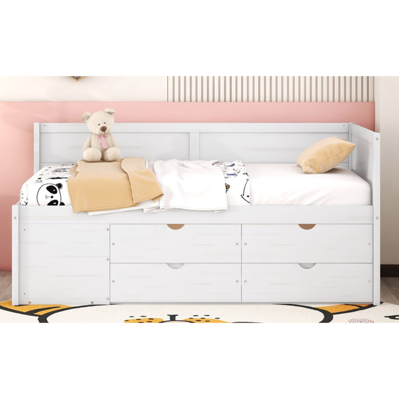 Lit de jour avec tiroirs et tablettes, Lit double, Gris