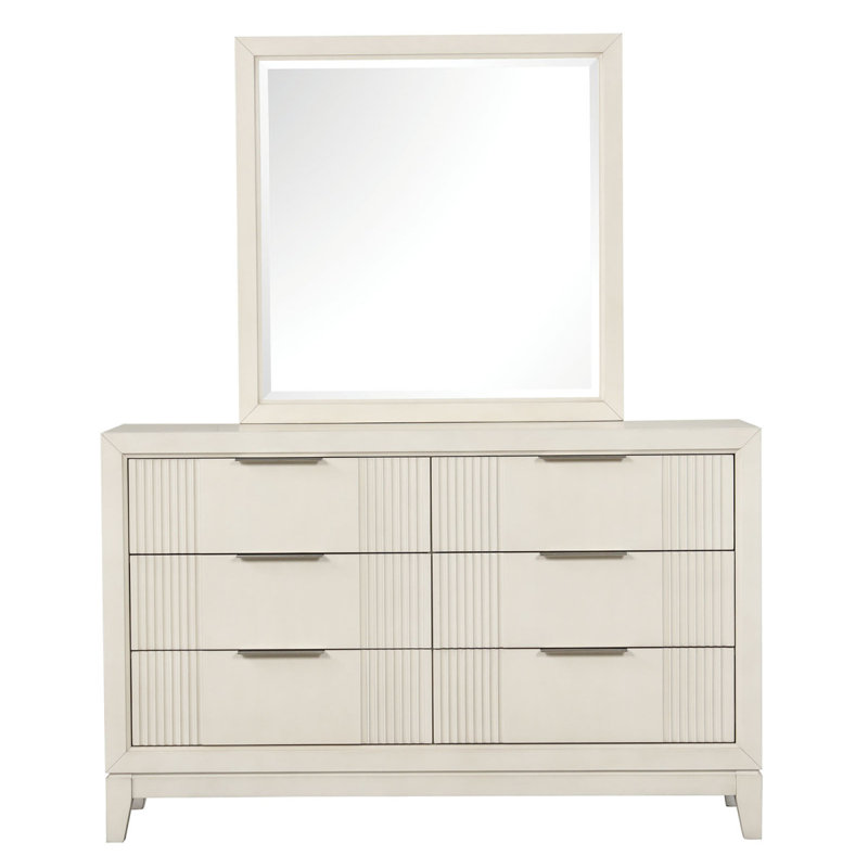 Commode blanche antique avec miroir