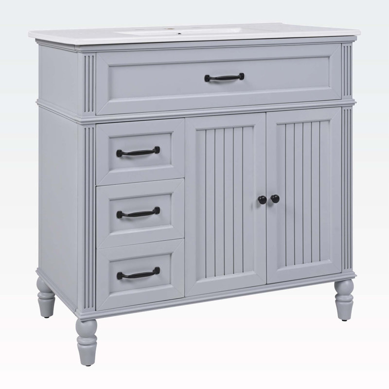 Bathroom Cabinet with Drawers,with Sink, Gray