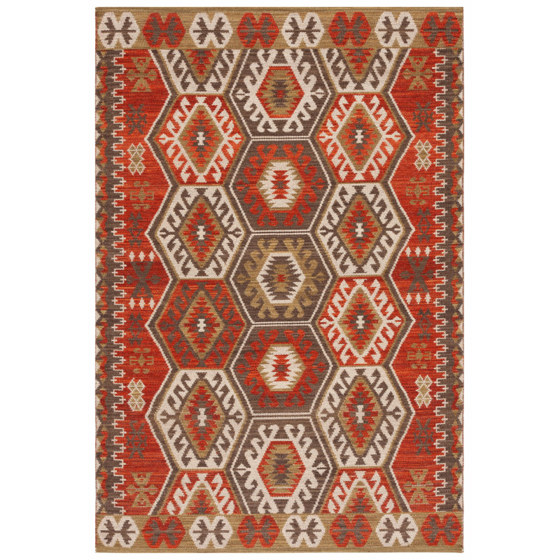 Tapis kilim en laine / polyester fait à la main Amoritta Southwestern, Rectangle 4 pi x 6 pi