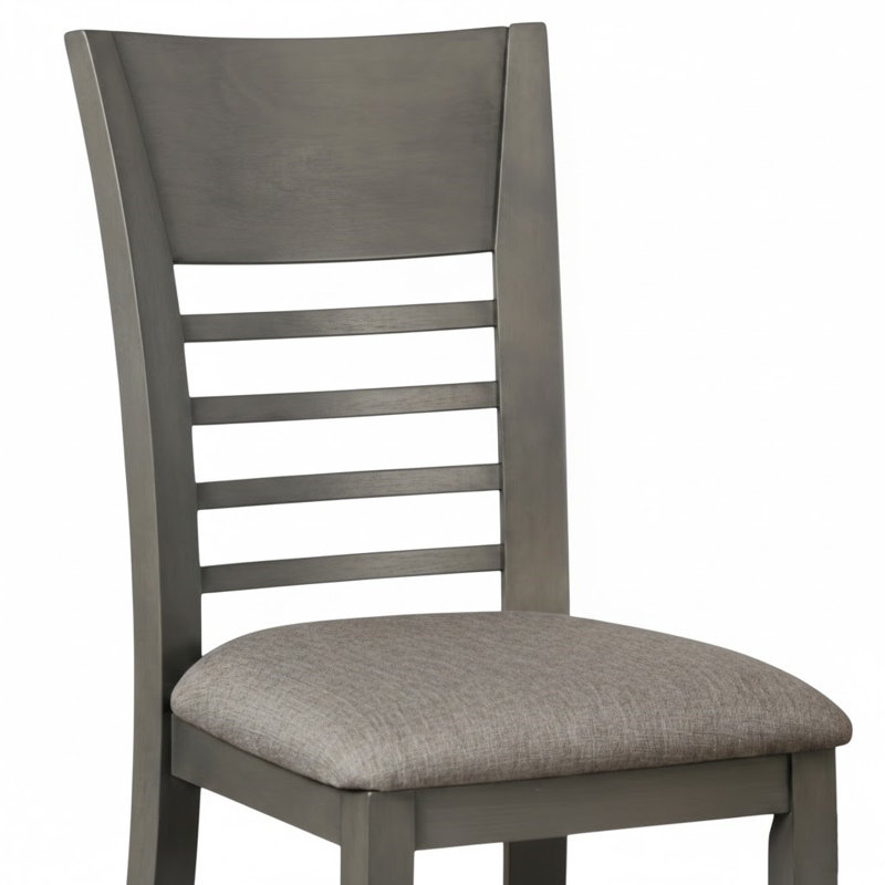 Ensemble de 2 chaises d'appoint en tissu gris avec dossier à lattes Elysia
