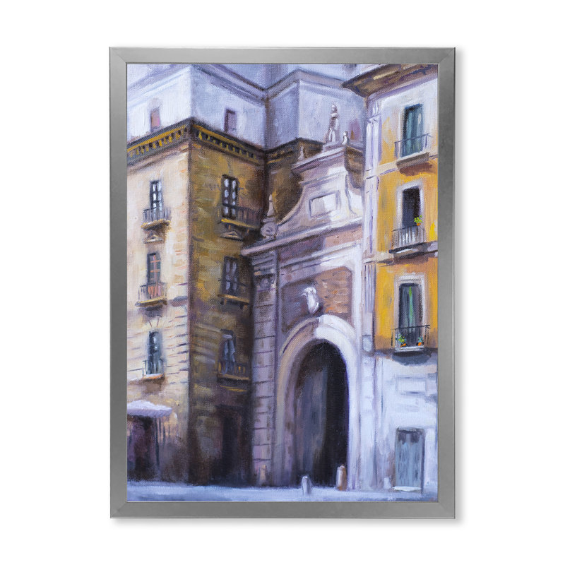 «Architectural Arc in Italian City», reproduction sur toile, H 40 po x l 30 po, Cadre photo argenté
