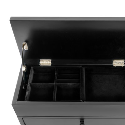 Black Freestanding Sturdy Base Wooden Suit Valet Clothes Coat Stand Storage Shoe Organizer With Drawer