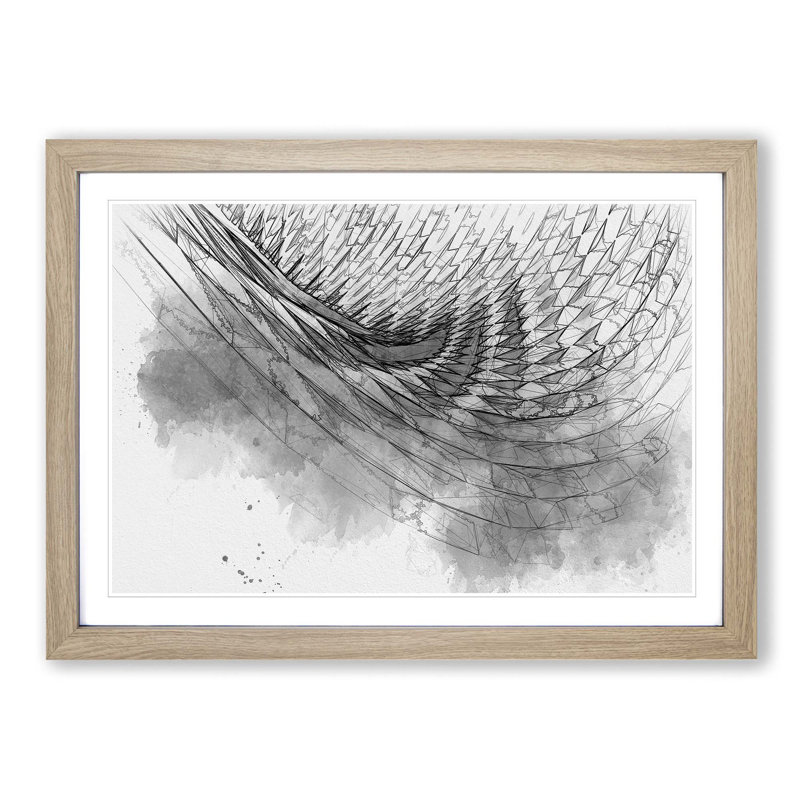 Architecture Sketch Vol.7 in Abstract - Picture Frame Graphic Art Print, 62cm H x 87cm W x 2cm D, Oak Framed