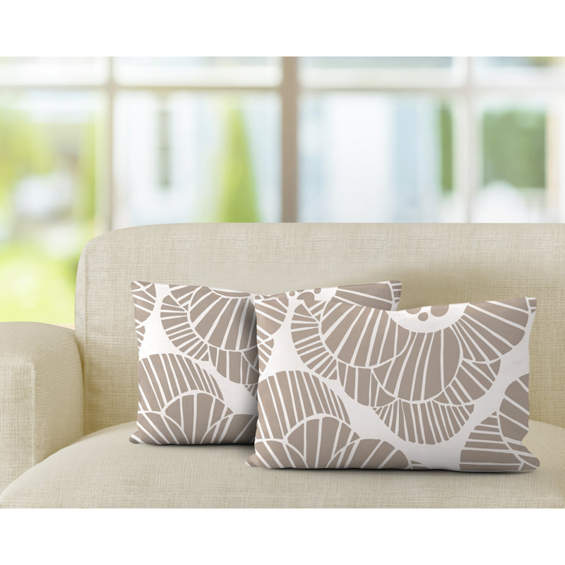  Polyester / Mélange de polyester Housse de coussin rectangulaire intérieure / extérieure lombaire et insert, Beige