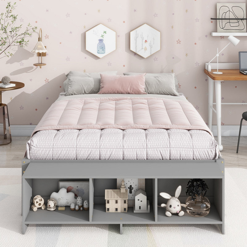 Lit double pour enfants Gwenevere, gris
