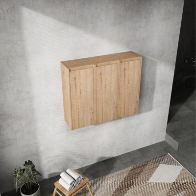 12" Bathroom Wall Mounted Cabinet, 3 Soft Close Doors, Modern And Functional Storage Side X 3, On For Convenience