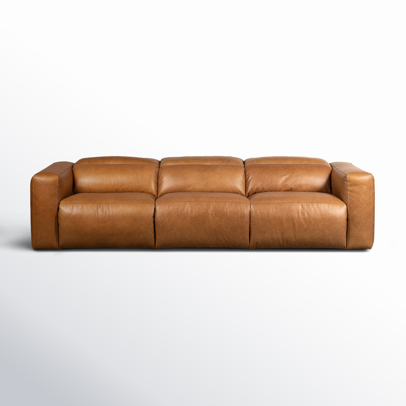 Amed 124" Genuine Leather Power Reclining Sofa, Sonoma Butterscotch Genuine Leather 