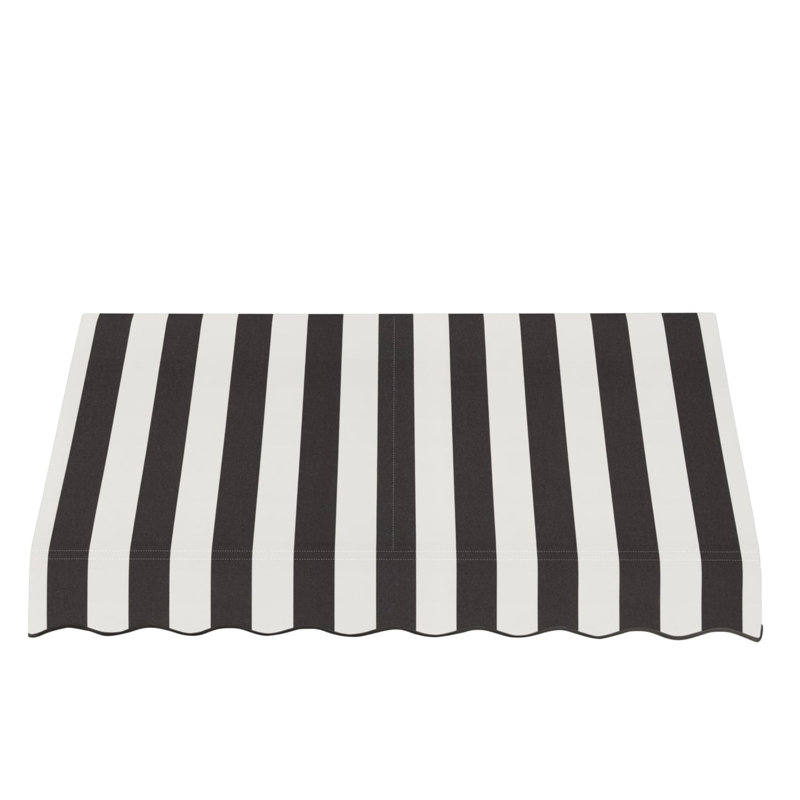 Auvent fixe en tissu acrylique San Francisco Awntech, Rayures noires et blanches, H 31 po x l 100,5 po x P 24 po
