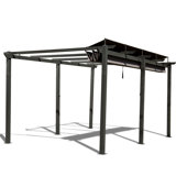 Pergola d'extérieur 11 x 16 pi avec auvent - Gris foncé. Cadre en aluminium, rouille. Auvent en tissu hydrofuge. Option d'abat-jour rétractable. Assemblage facile. Convient pour la piscine, la cour et la pelouse