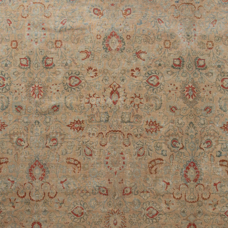 Beige Antique Persian Tabriz Rug - 13'2" x 15'10"