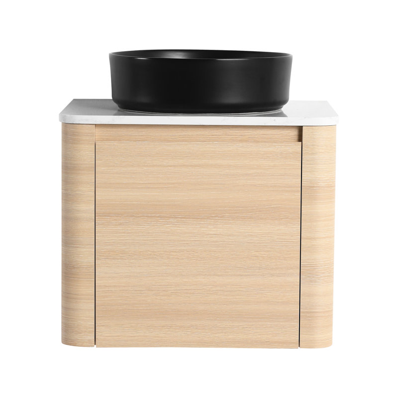 Meuble-lavabo de 61 cm avec lavabo en céramique décorative, porte simple à fermeture douce, contreplaqué - Idéal pour les rénovations