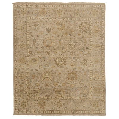 Barrow Wool Oriental Area Rug in Beige/Taupe
