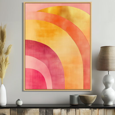 Pink Metallic Canvas, Blush & Gold Arcs, Blush Gold Abstract Wall Art