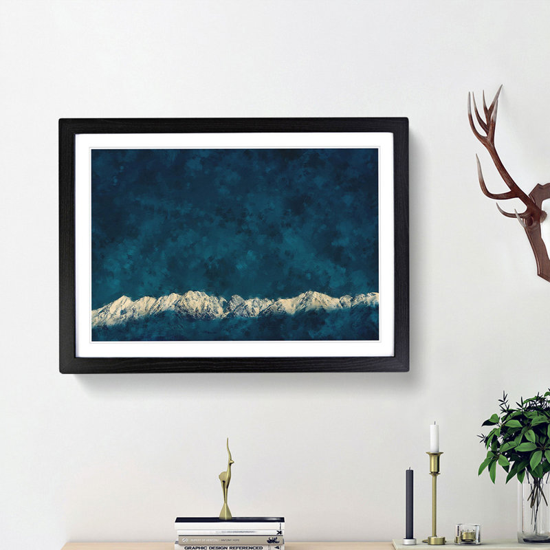 Light on the Mountain Top - Picture Frame Photograph Print, 24cm H x 33cm W x 2cm D, Black Framed