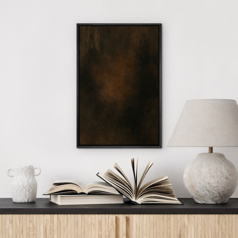 «Dark Brown Gradient Abstract Minimalist Moody Decor», reproduction d'art sur toile encadrée, H 24 po x l 16 po, Noir