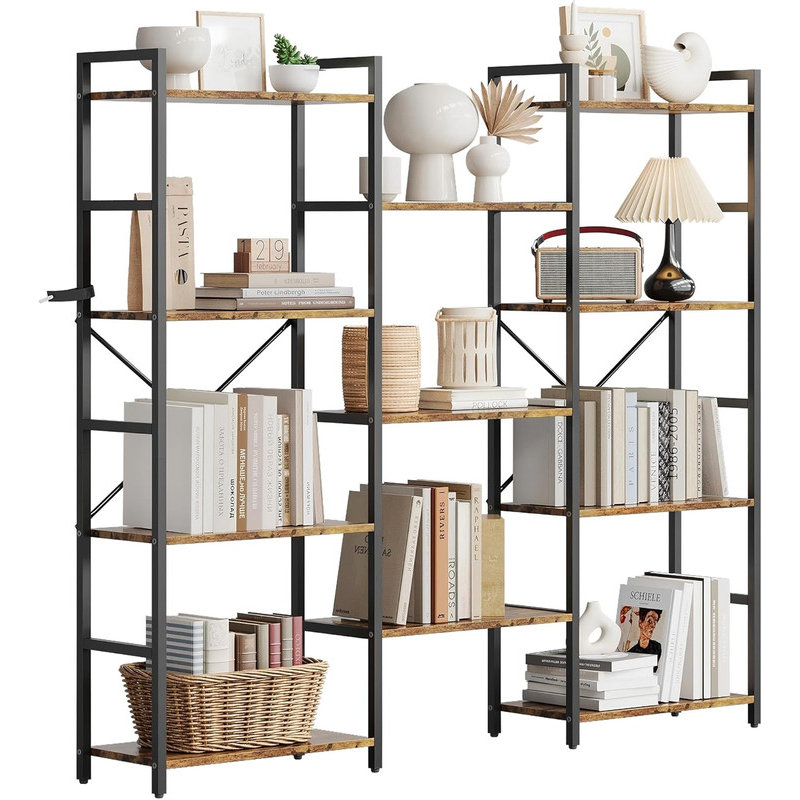 138cm H x 158cm W Steel Bookcase, Brown