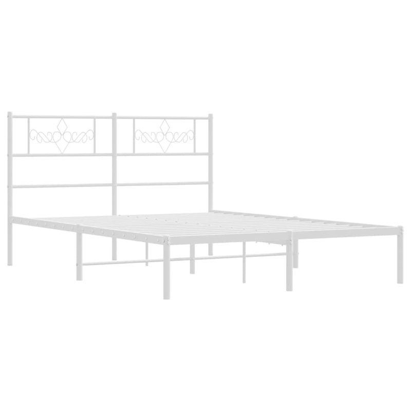 Cadre de lit en métal 12 po avec tête de lit sans matelas, Blanc avec tête de lit, Grand