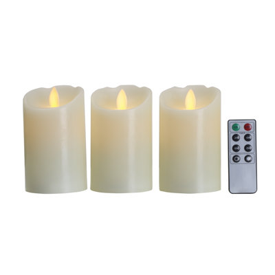 Wavy Top LED Unscented Wax Flickering LED Pillar Candles