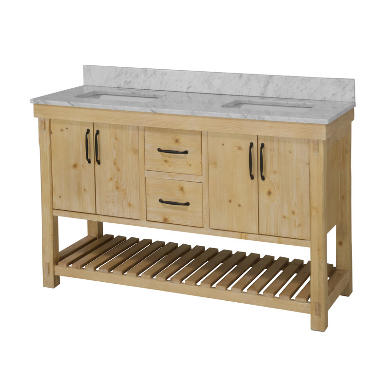 Gola 60'' Double Bathroom Vanity with Carrara Marble Top