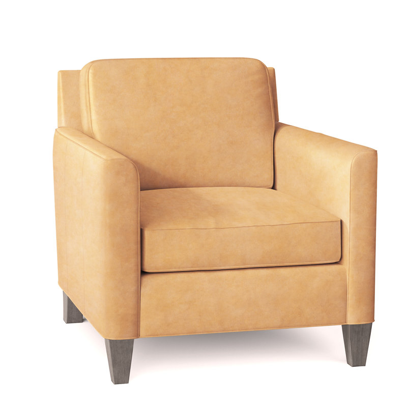 Yorba Leather Armchair, Empyrean Tweed Genuine Leather, Stone