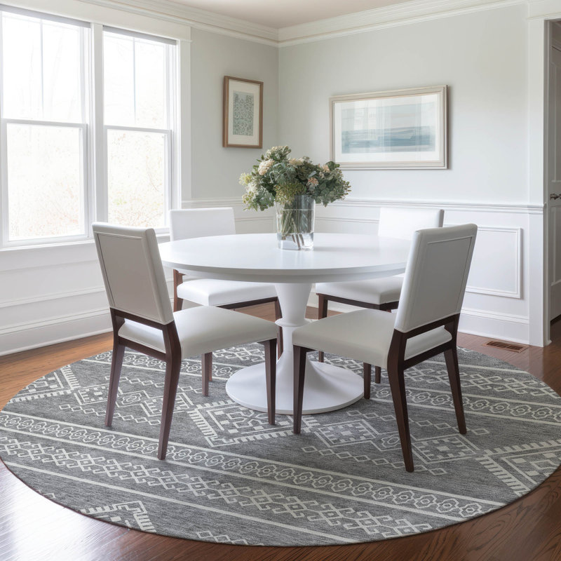 Celeski Washable Southwestern Indoor Rug, Round 8'