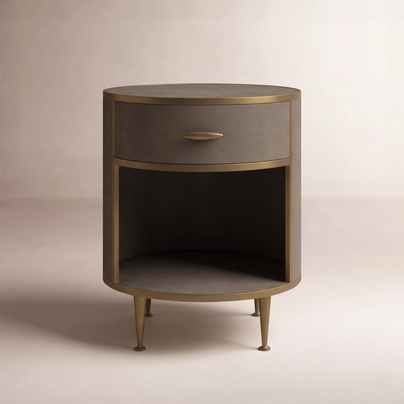 Lynnette Liddell Round Nightstand, Antique Brass