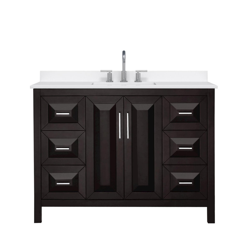 Daria 48 in. Vanity, White Quartz, Brown, Polished Chrome