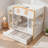 Bunk Bed With House-shaped Guardrails, Storage Shelves And Trundle-731179351