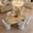 6 - Person Dining Table Sets With Extendabe Oval Table & 6 Upholstered Fabric Swivel Chairs