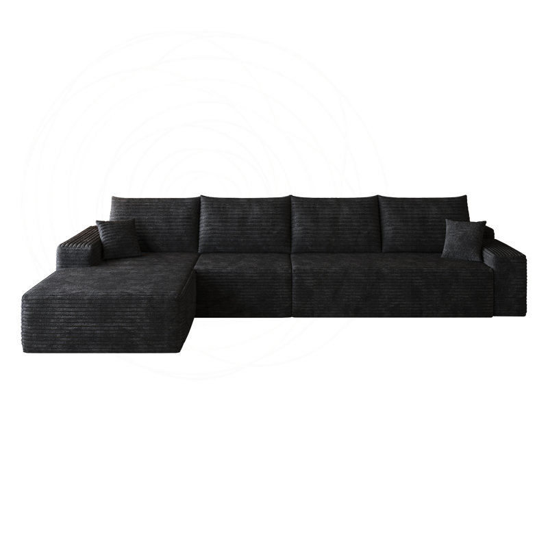 Canapé modulaire en L avec velours côtelé moelleux et sans assemblage requis