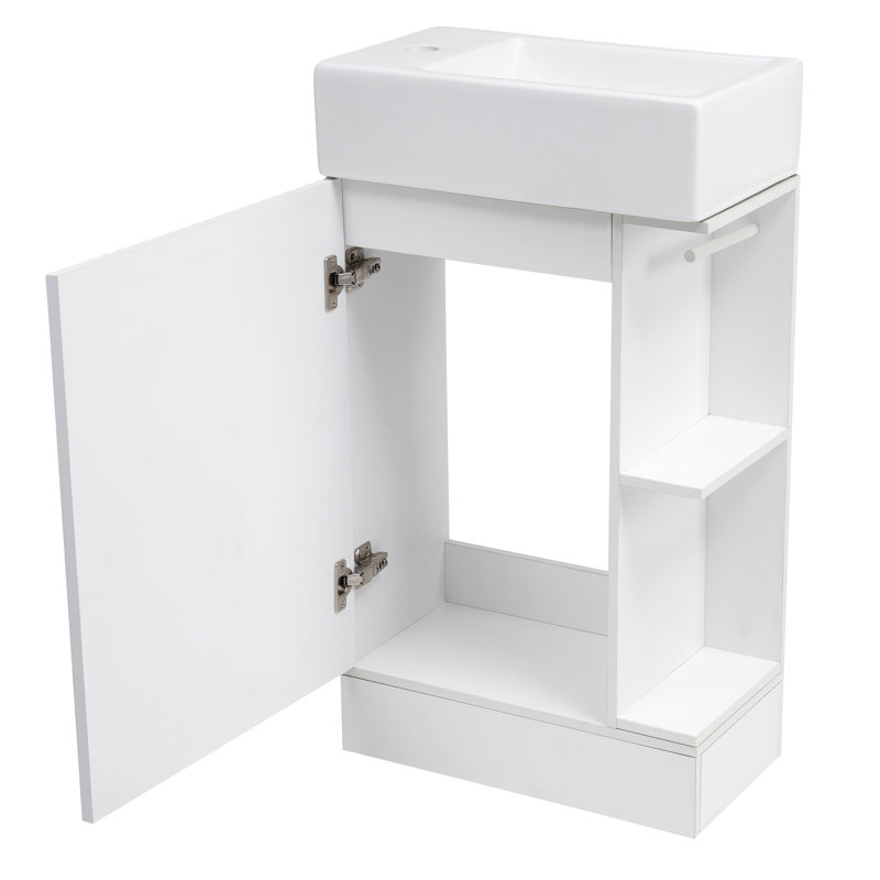 Meuble-lavabo 18,6 po avec lavabo, meuble-lavabo avec tablette à deux niveaux, orienté vers la gauche ou vers la droite