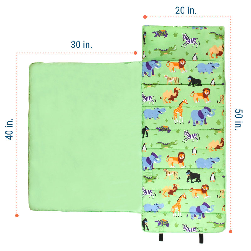 Wildkin Kids Microfiber Nap Mat – Soft  Sleep Mat with Pillow, Ideal for School & Travel - Wild Animals, Wild Animals