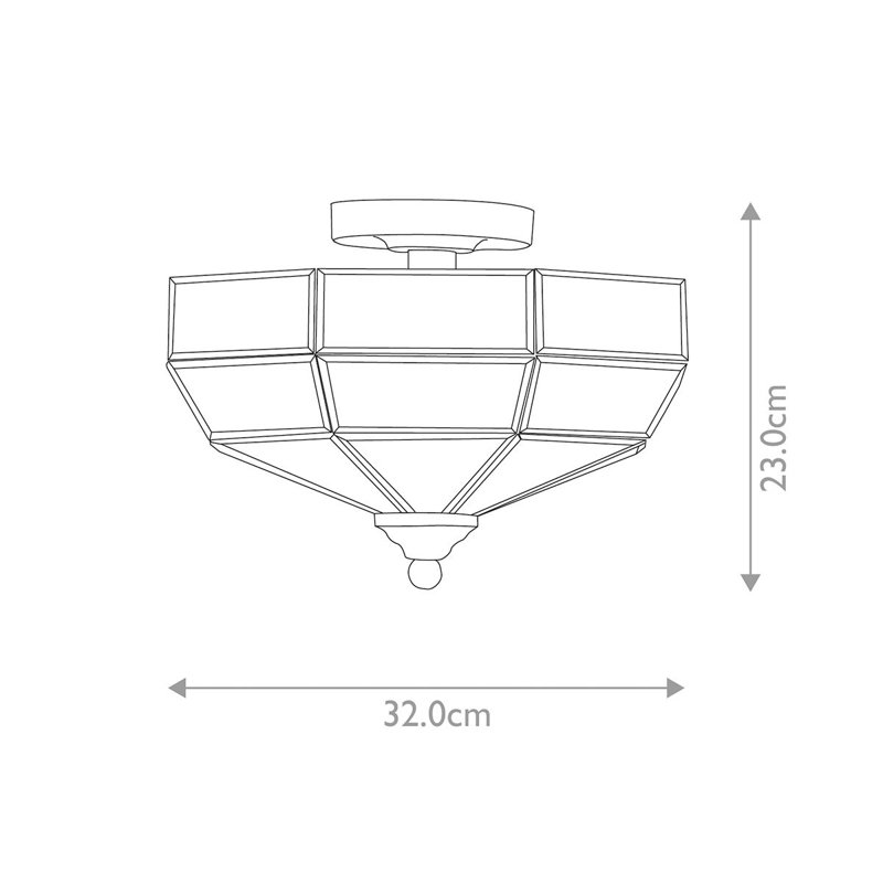 Everson Glass Semi Flush Mount, Polished Nickel