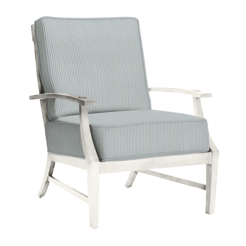 Croquet Patio Chair with Cushions, Welt + Standard Fill, Linen Navy, Chalk