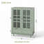 Armoire de rangement avec portes doubles en verre et tiroir
