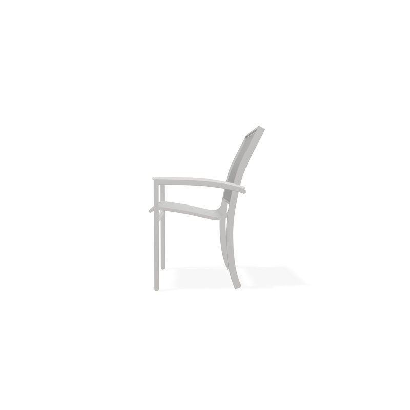 Bazza Sling Aluminum Frame Dining Height Stacking Café Chair with Marine Grade Polymer Arm Accent, Alloy Sunbrella®