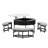 Functional and Stylish Modern Round Lift-Top Coffee Table Set with Three Ottomans for Enhanced Living Space Utility-224143771-224143769