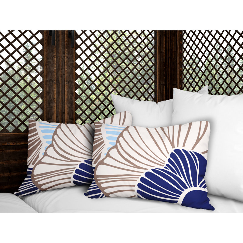 Floral Outdoor Reversible Throw Pillow, Beige