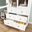 Présentoir de rangement, armoire autoportante avec tablettes réglables et portes en verre
