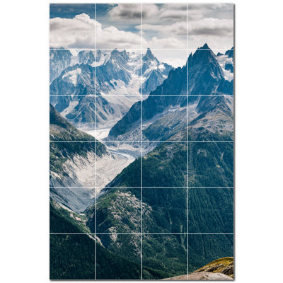 Mountains Photo 12'' x 12'' Satin Ceramic Decorative Mural