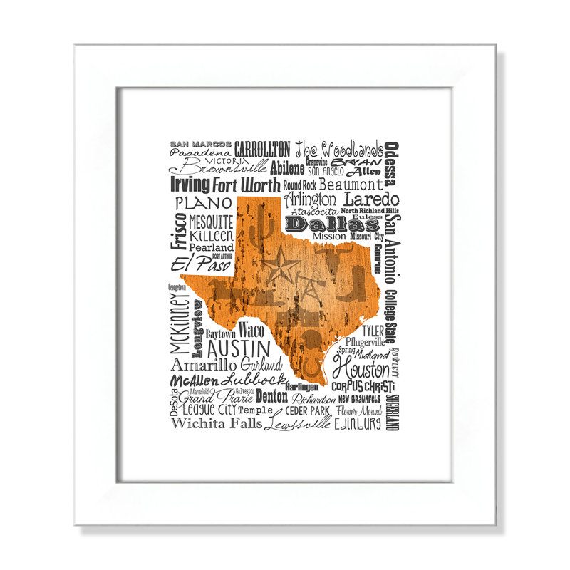 «State Your Name Texas», cadre photo, Blanc mat, H 27 po x l 23 po x P 1,13 po