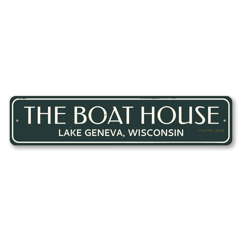 Plaque en aluminium The Boat House, H 4 po x l 18 po x P 0,04 po