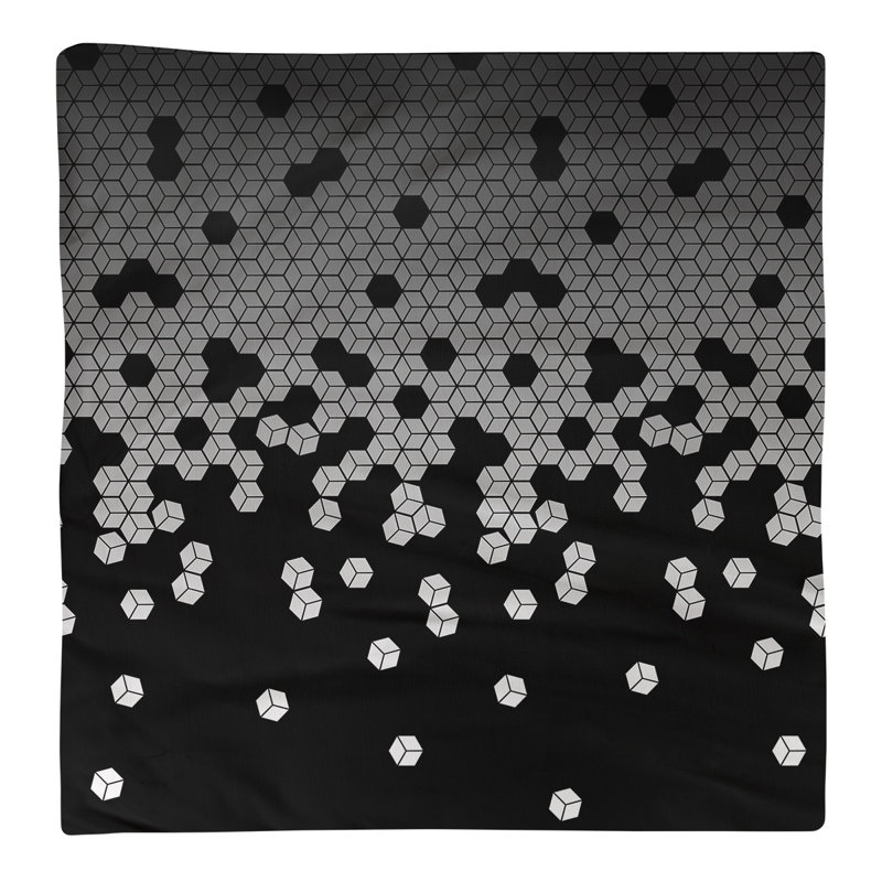 Serviette en coton à motif cube culbuté, Blanc, H 0,1 po x l 22 po x P 22 po, Sergé de coton