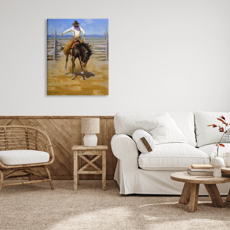 Équitation, art jodo par Jimmy Dyer, H 40 po x l 30 po x P 1,5 po, Toile tendue
